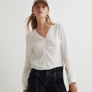 Madewell Brushed Ruched-Front Top in Lighthouse, size 14